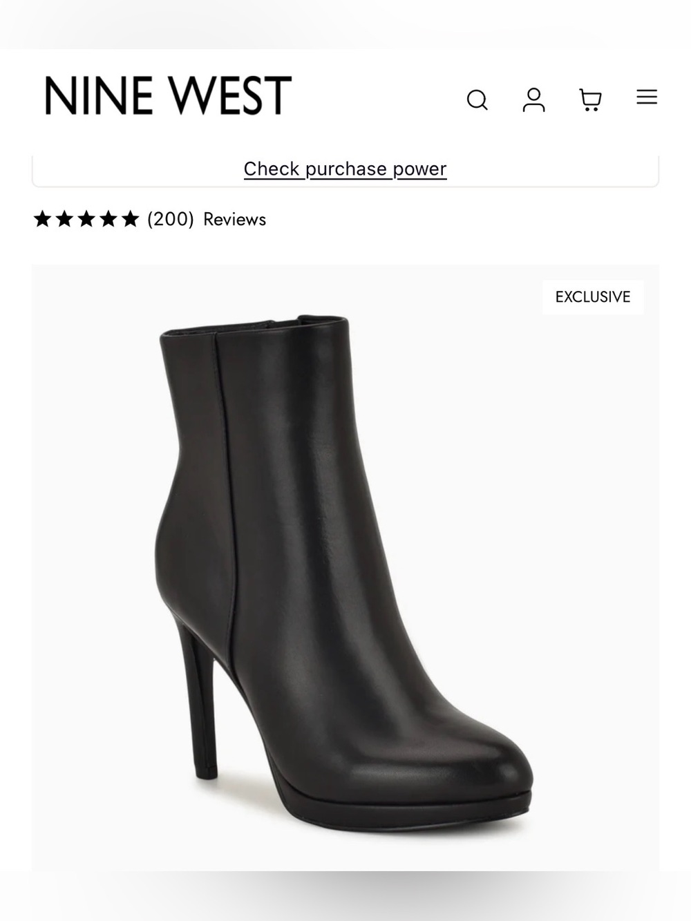 Nine West Black Leather High-Heel Ankle Bootie